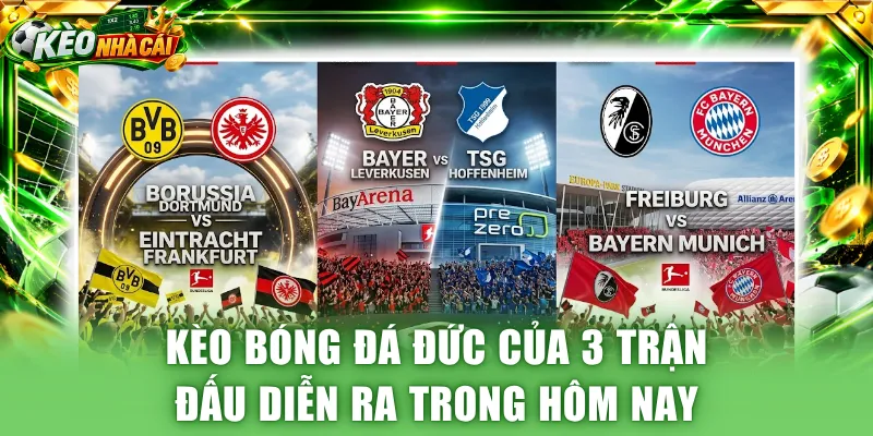 Kèo bóng đá Đức của 3 trận đấu diễn ra trong hôm nay